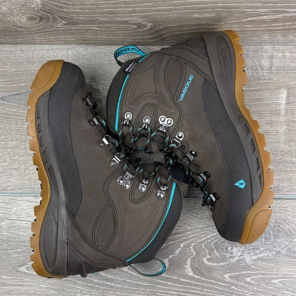 Vasque Snowblime Waterproof 200g Insulated Women's Sz 8M Brown Leather Teal Boot
